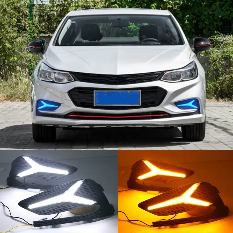 2Pcs DRL For Chevrolet Cruze 2016 2017 2018 Daytime Running Lights fog lamp cover headlight 12V Daylight signal for Chevy