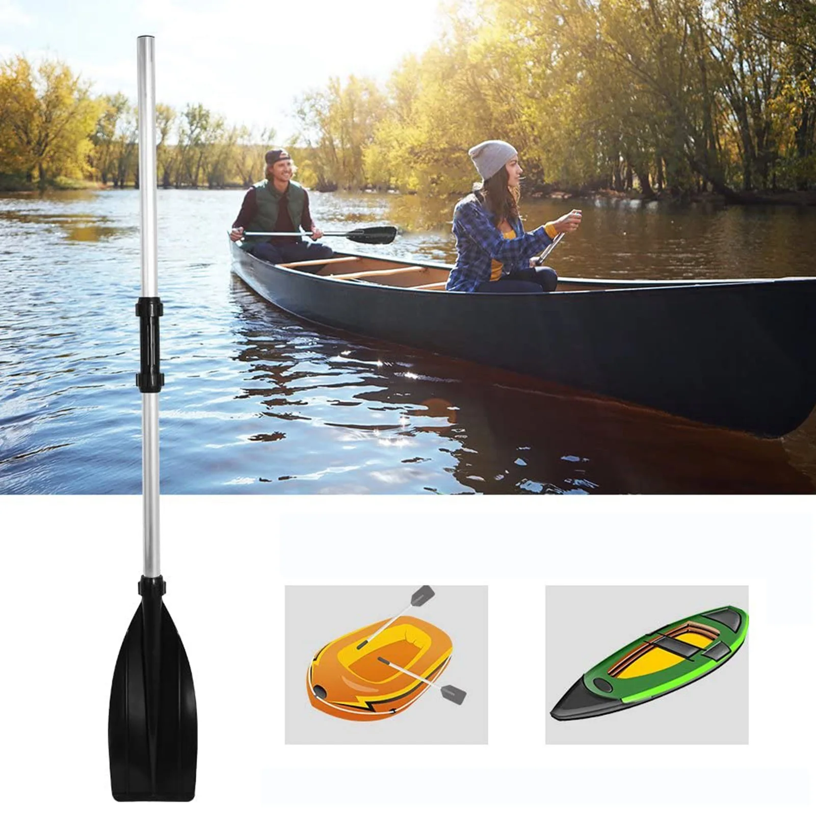 ZK40 2Pcs Aluminium Alloy Detachable Lightweight Ribbed Blade Kayak Paddles Boat Oars