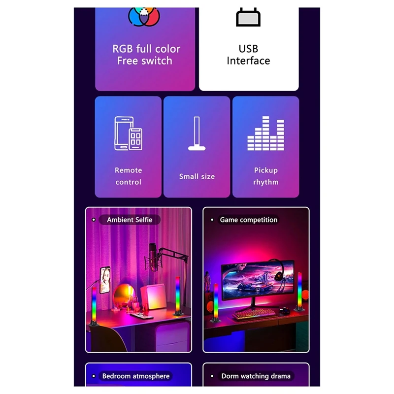Sfeer Led Rgb Licht Voice Sfeer Licht Set Tv Muur Computerspel Pick-Up Lamp Gaming Game Smart Light Set