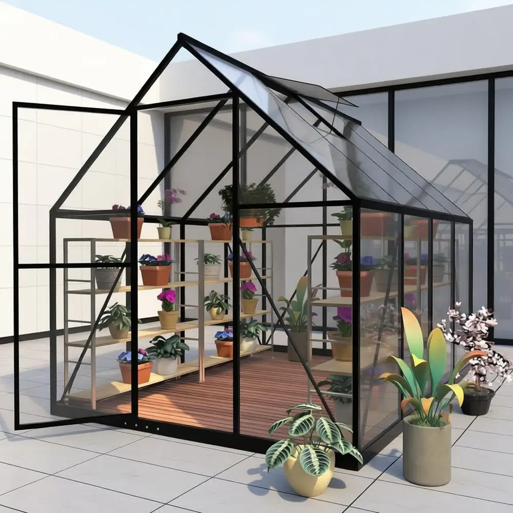 

6ft x 8ft Polyethylene Winter Walk-in Greenhouse with Roof Vent for Outdoor Gardening