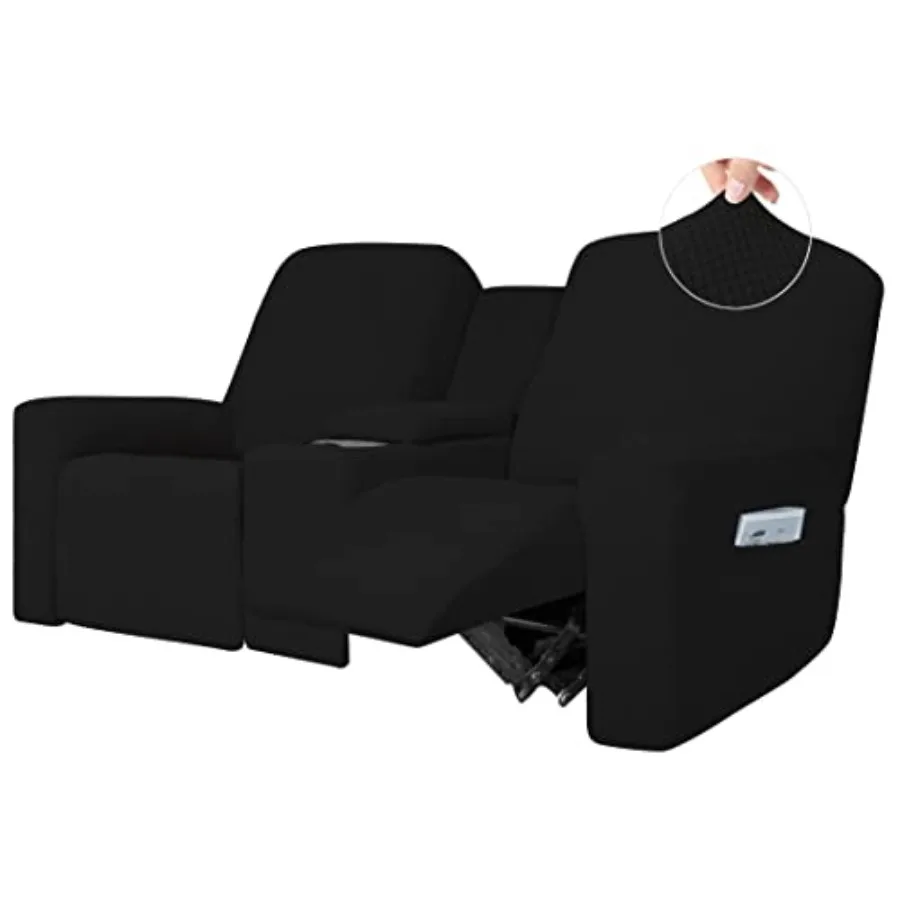 

1 Pcs Stretch Reclining Loveseat with Middle Console Slipcover 2 Seater Loveseat Recliner Cover with Holder and Storage Recline