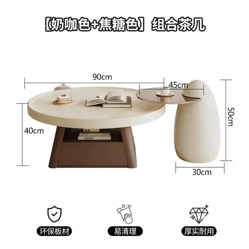 Light Luxury Modern Minimalist Creative Advanced Sense round Tea Table TV Cabinet Unit