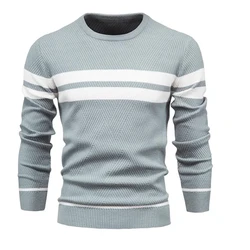 Autumn And Winter Fashion Men Clothing Tight Height Elastic Long Sleeve Knitwear Fine Wool Wear-Resistant 8-Color Pullover 2024