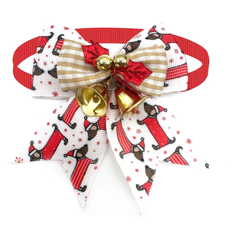50 stücke Weihnachten Hund Fliege Schneemann Weihnachts baum kleiner Hund Katze Fliege Halsband für Hunde Haustiere Pflege liefert Hund Zubehör – Detail 7