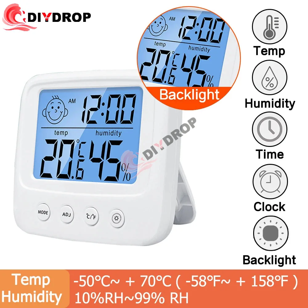 

LCD Digital Thermometer Hygrometer Backlight Temperature Indoor Humidity Meter Sensor Electronic Weather Station Meter Room Baby