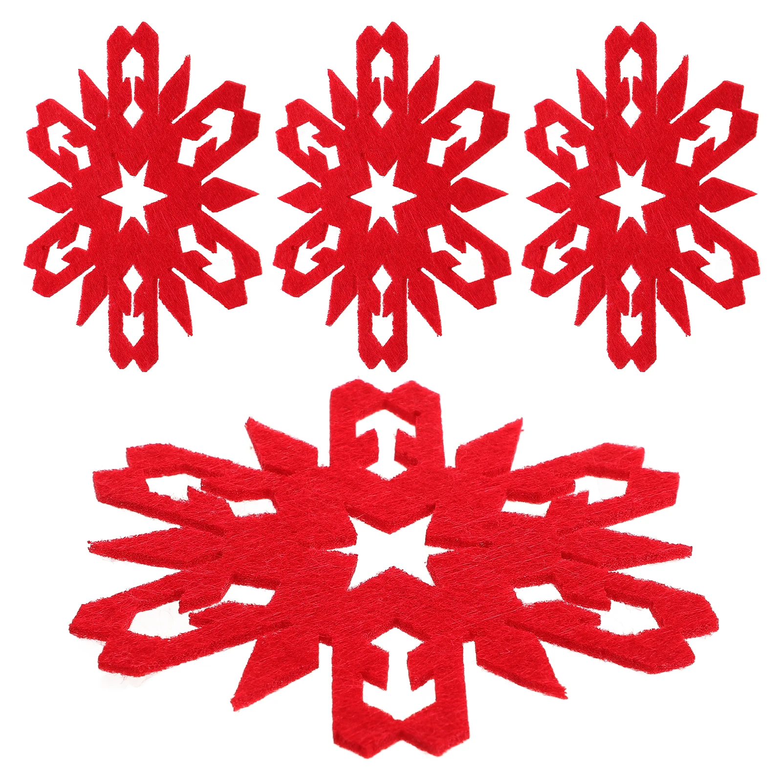 

4pcs Coasters Festive Cloth Nonslip Christmas Xmas Snowflake Coaster Decor Reusable Table Mats Room Accessories