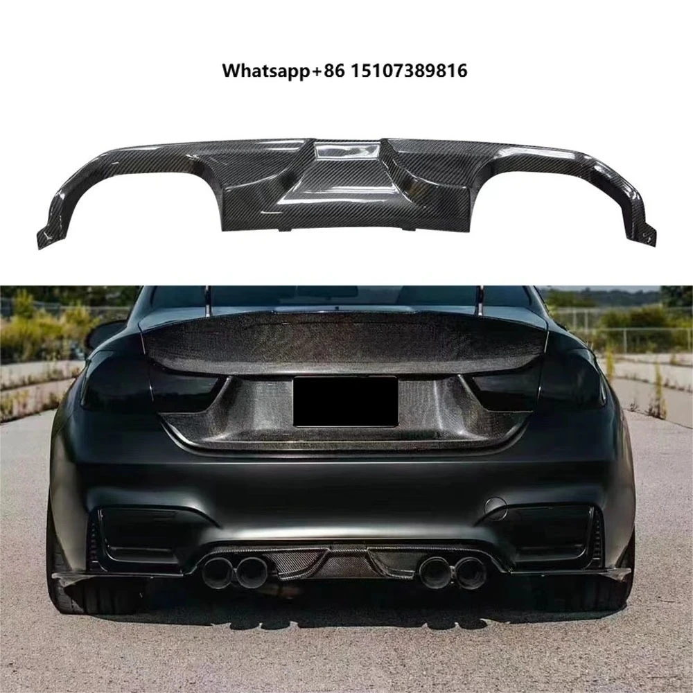 For M3 F80 M4 F82 AK Style Carbon Fiber Rear Lip Rear Diffuser Bumper Lip 2014-2018