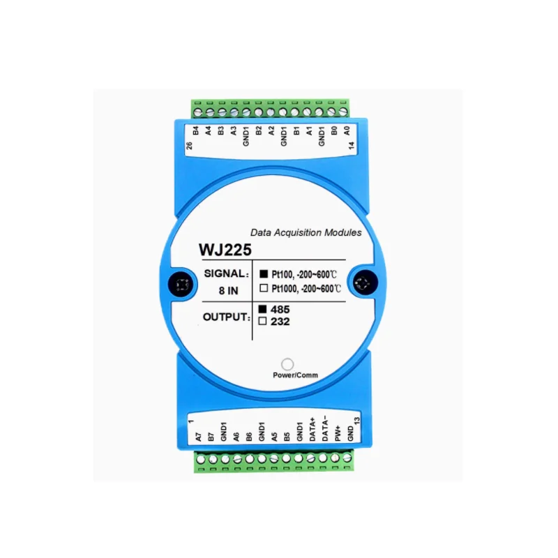 WJ225 8-channel Pt100 to RS485/232 thermistor data acquisition module Pt1000