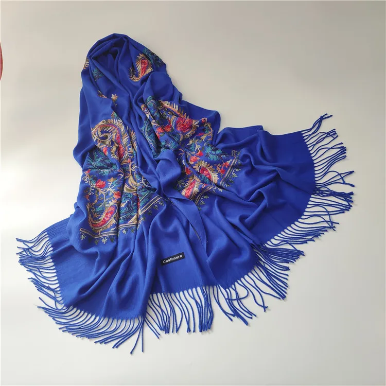 Cashew Flower Embroidery Pashmina for Women Cashmere Blend Scarves Blanket Ethic Style Nepal Shawl and Wraps Wram Cape Hijabs