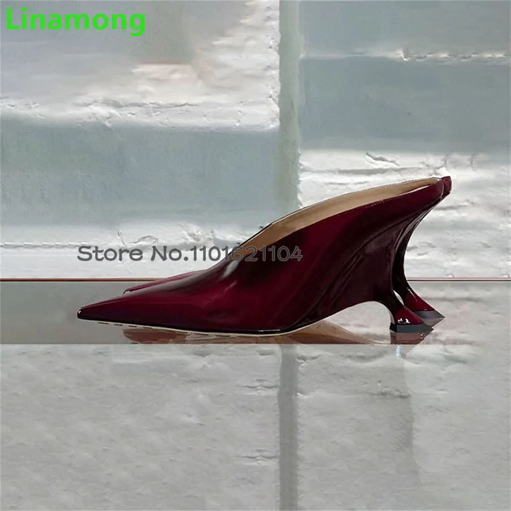 Strange Heel Pointed Toe Runway Slippers For Female Women 2024 Pointed Toe Slip-on Shallow Slingback Sexy Solid Fashion Shoes