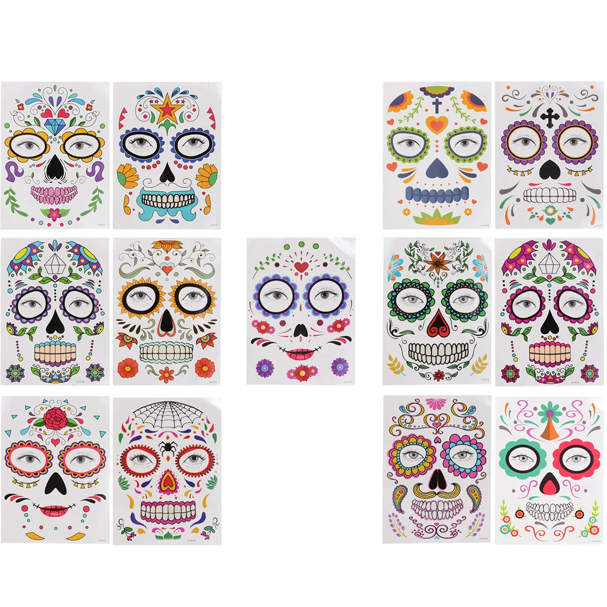 

13 Sheets Glitter Face Stickers Halloween Day of The Dead Decals for Women Bloody