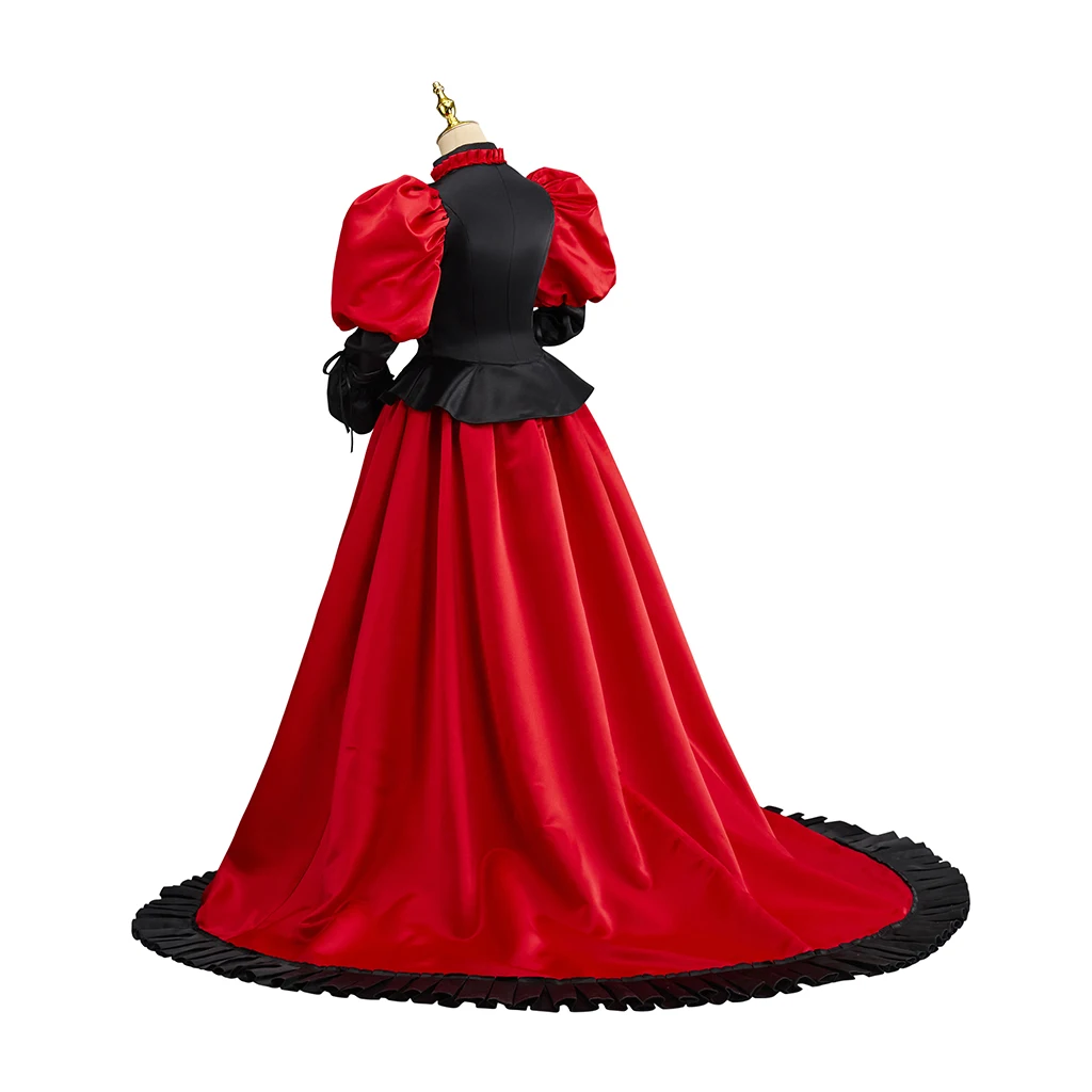 Medieval Victorian Woman's Bustle Red Dress Halloween Party Belle Gown Dress