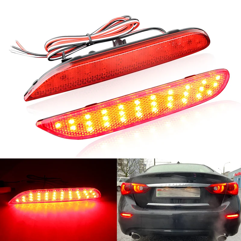 

2pcs RED Smoke Lens 60-SMD LED Bumper Tail Reflector Marker Lights for Infiniti JX35 13-2015 Q50 2014-2017 QX56 QX60 QX80 QX30