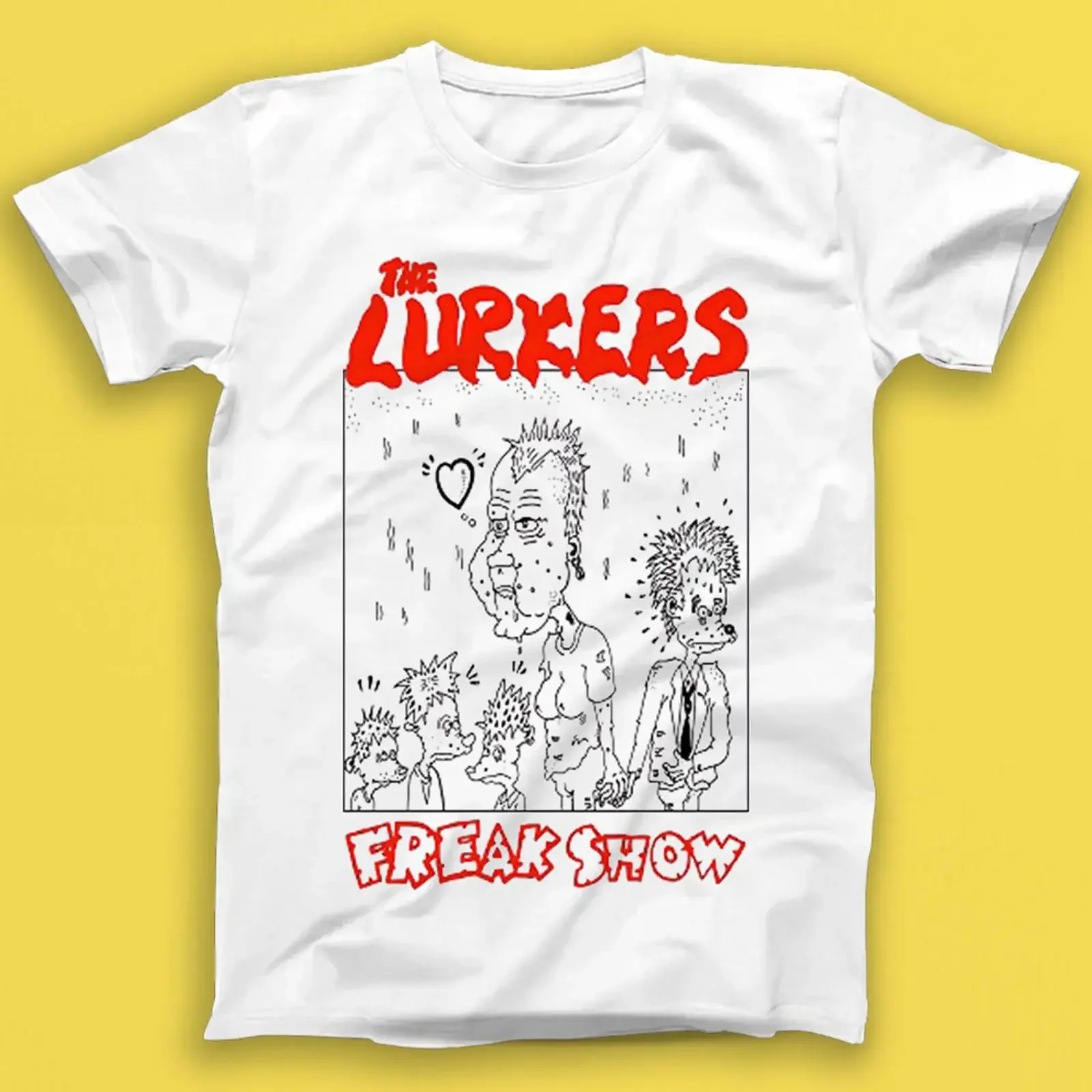 The Lurkers Freak Show Punk Rock Music T Shirt 2143 vintage Washed Breathable streetwear homme Top For Everyday Wear Stylish
