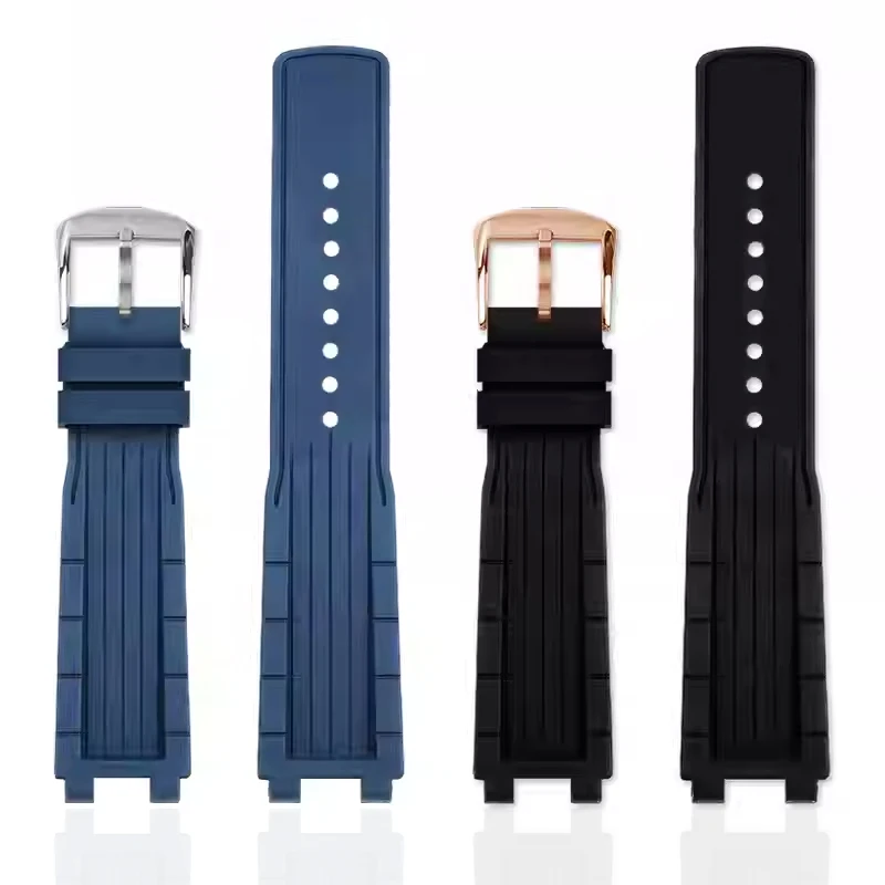 For Breguet's MARINE Series of Fluorosilicone Watches The 5517/5527/5547 Concave-convex Rubber Bracelet Waterproof  Black Blue