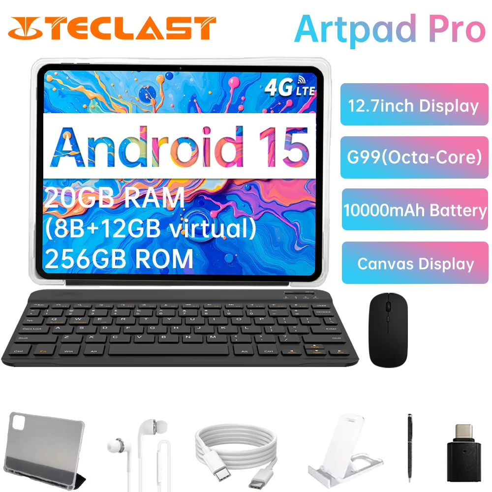 Планшет Teclast Artpad Pro 2025 Android 15, MTK G99 8-ядерный/8 ГБ ОЗУ/256 ГБ ПЗУ/12,7 дюйма/) с клавиатурой и комплектом аксессуаров