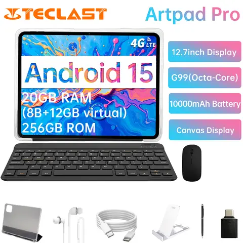 Teclast Artpad Pro 2025 Tablet Android 15， MTK G99 8-core/ 8GBRAM/256GB ROM/12.7inch/)with Keyboard & Accessories Bundle