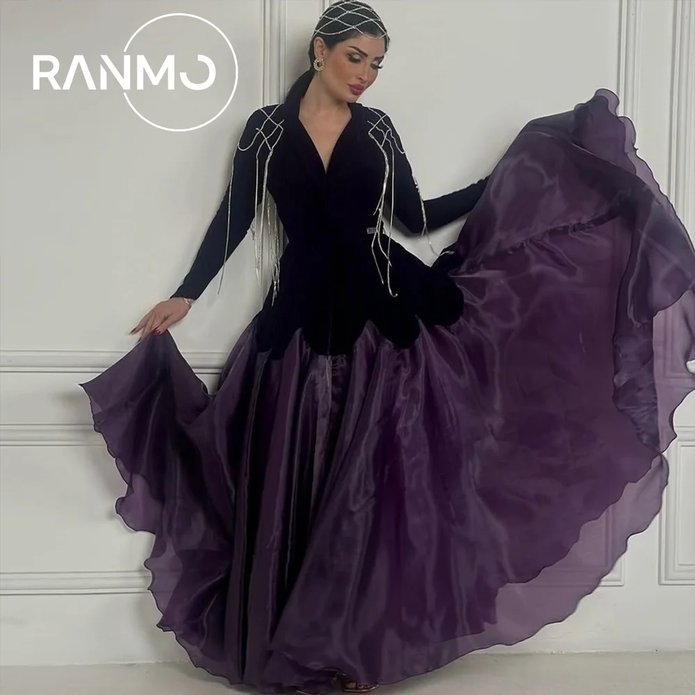 

Ranmo Elegant Organza A-line Wedding Party Dress Floor-Length Pleat Tassel V-Neck Vestidos Novias Boda 2026 New Wedding Dress