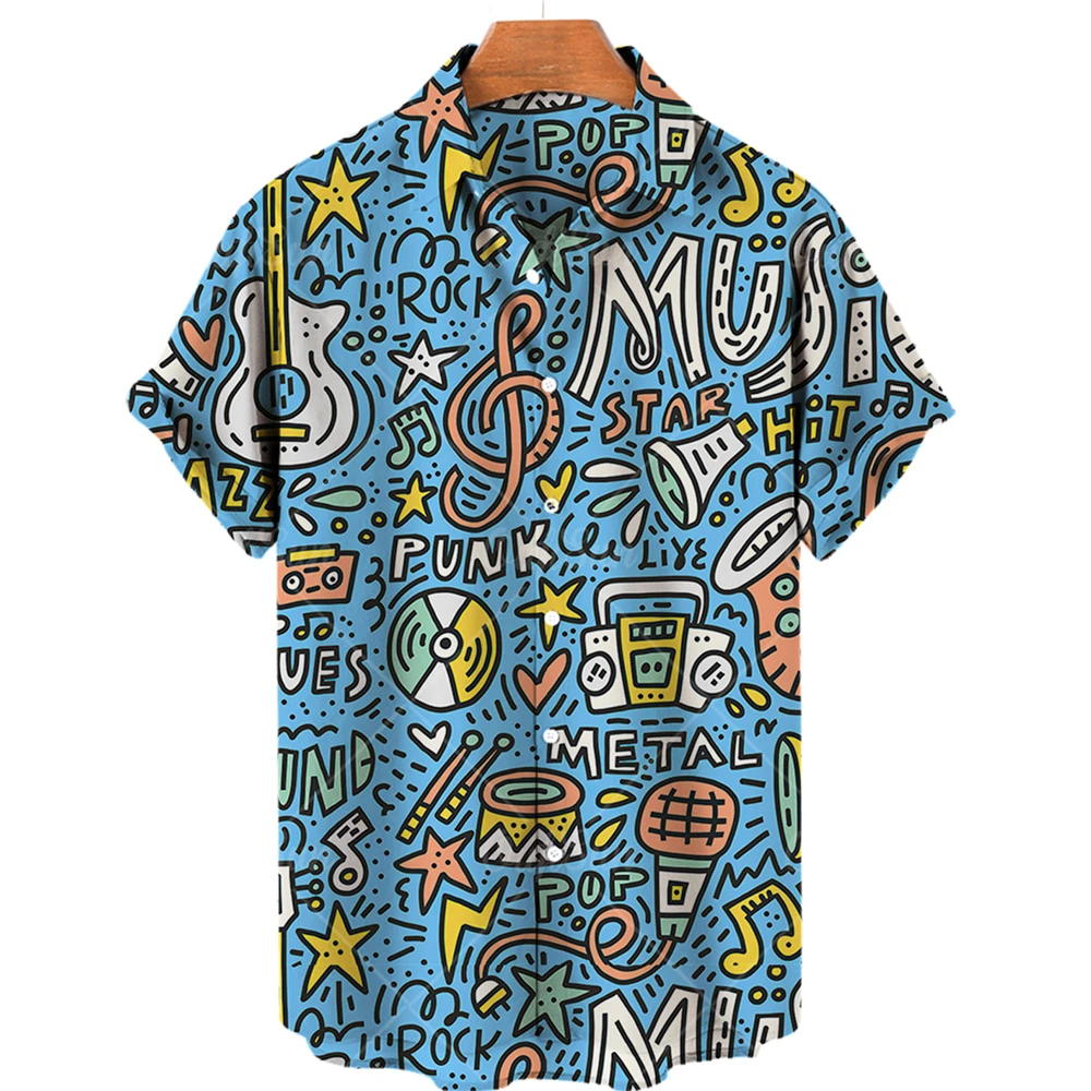 

Hawaiian Shirt Men's Music Cd 3d Print Rock Shirt Single Breasted Oversized Shirt Mens