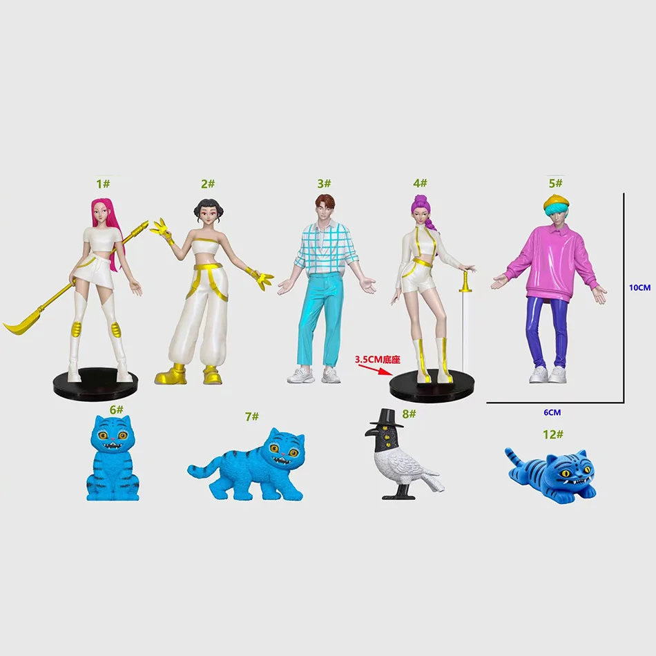 7-9個/セット KPOP デモンハンターズ アクションフィギュア おもちゃ デルピーズ タイガー ルミ ミラ ゾイ サッシ フィギュア ドール ファン向けギフト 4種類のおもちゃギフト