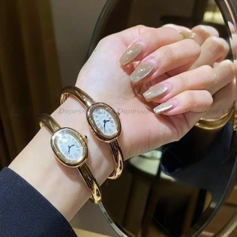 

Простые кварцевые часы, роскошные римские цифры, Reloj, винтажные овальные часы, женские наручные часы Orologio из нержавеющей стали, золотые, серебряные