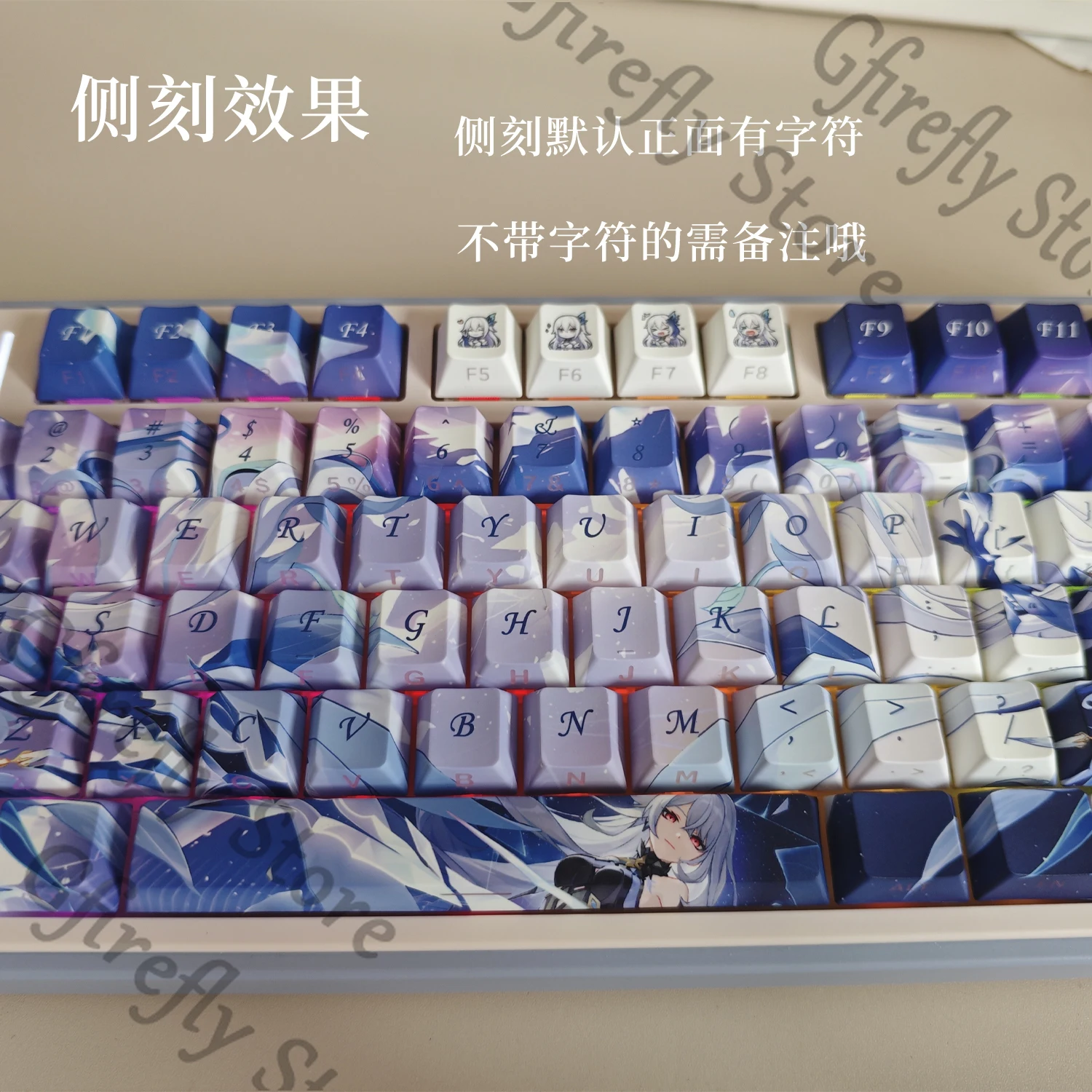 Genshin Impact Skirk Topi Keyboard Anime Keypad Mesin Komputer Keycap Kforce Dekorasi Cosplay Rekan Kerja Elemen Kuadrat Ambitus