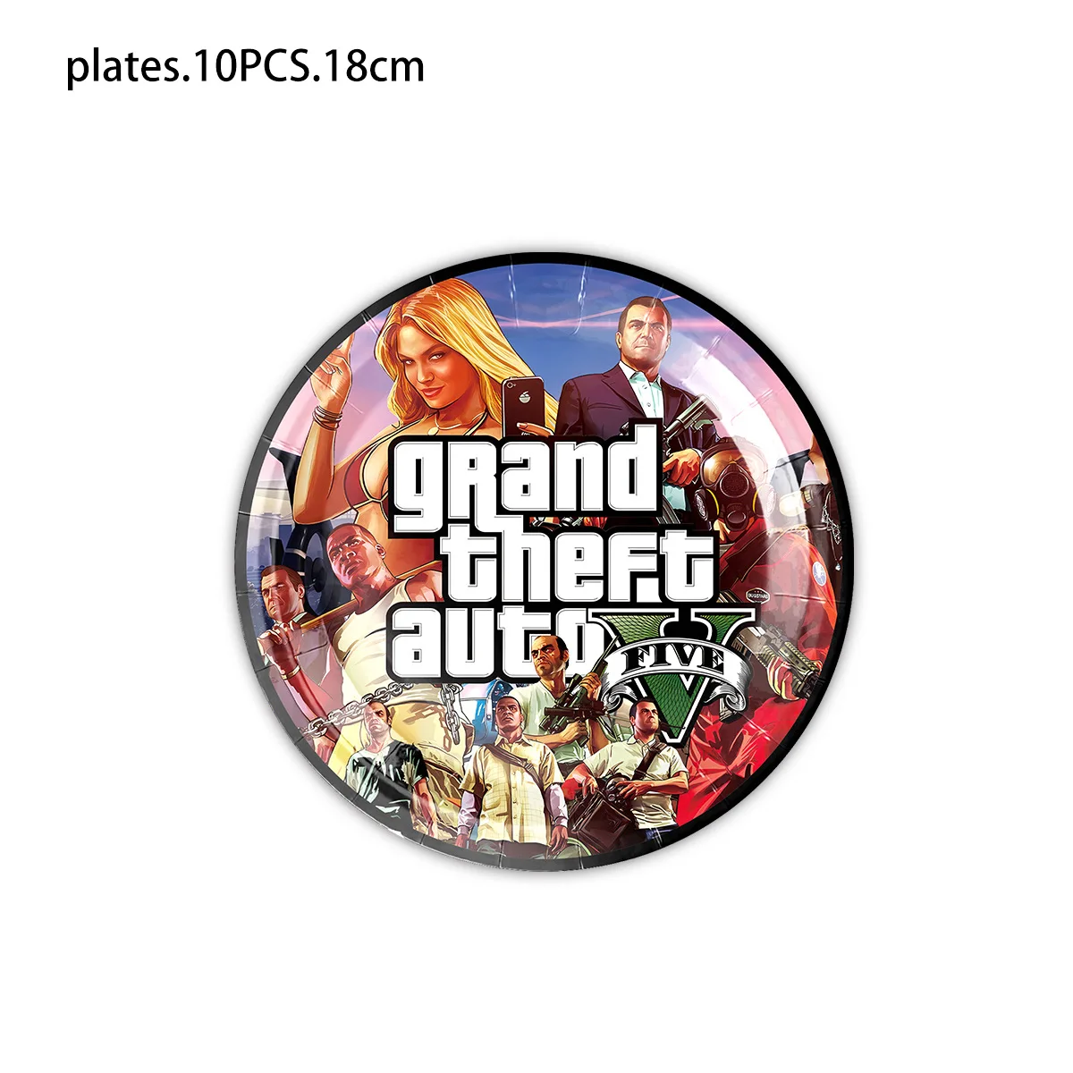 Grand Theft Auto Five Party Decoration Paper Plate Cup Napkins Balloon Tablecloth Black Theme GTA5 Holiday DIY Parties Supplies