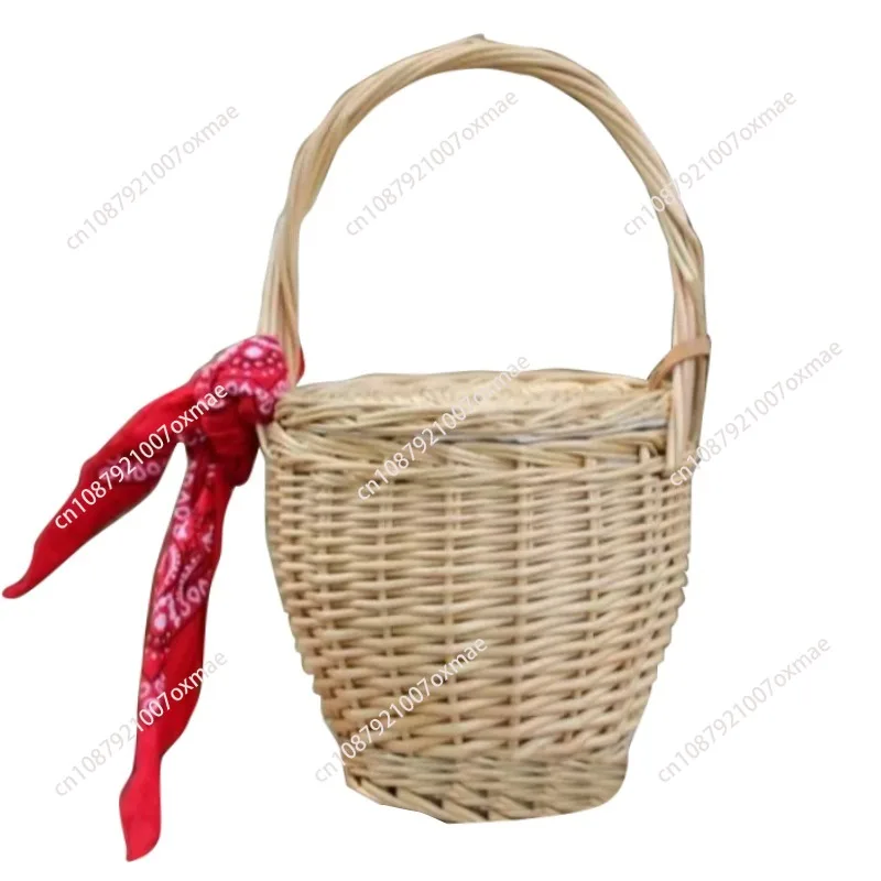 Onion Wicker Picnic Basket Shopping Collapsible Storage Bins Double Folding Flower