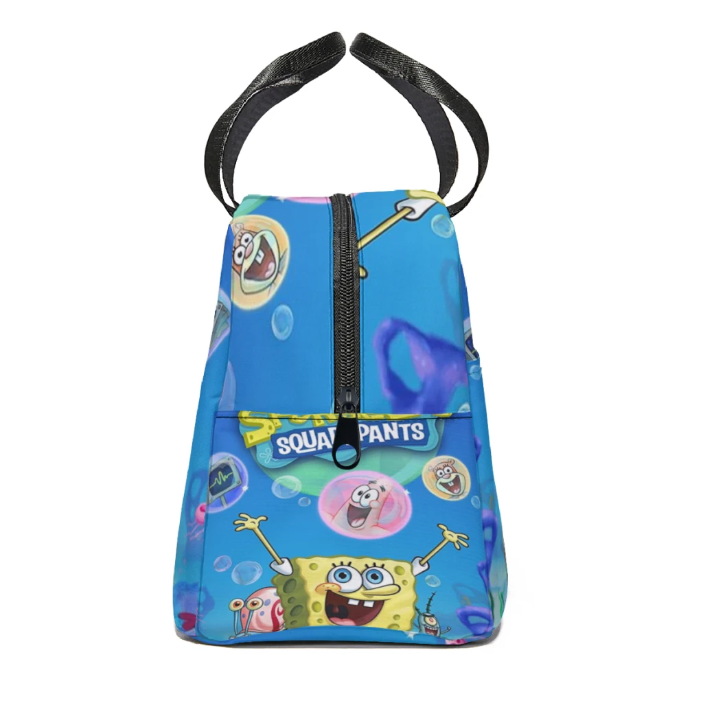 Sponge-bob Cartoon Portable Lunch Bag Food Thermal Box Durable Cooler Lunchbox con tracolla Picnic Bag Office