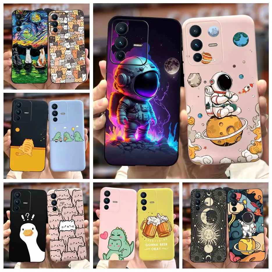 For Vivo V23 Pro Case V2132 Cute Astronaut Cartoon Cover Soft TPU Phone Case For Vivo V23e V 23 VivoV23 Pro 5G Back Cover Bumper