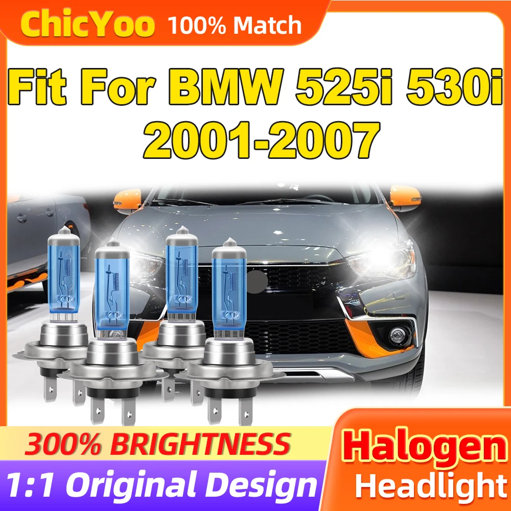 

Fit For BMW 525i 530i 2001-2005 2006 2007 24000LM Halogen Headlights Bulbs 200W High Low Beam Auto Lamps 12V 6000K Xenon Lights