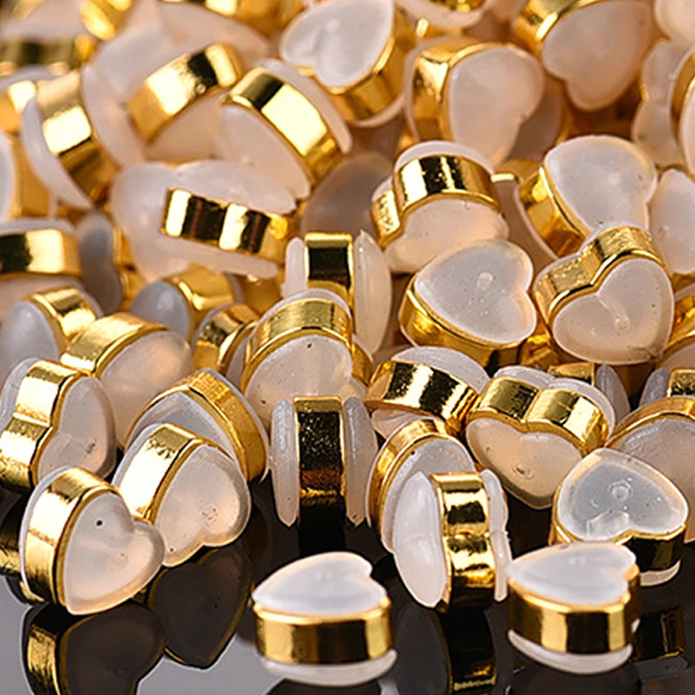 50pcs/Lot Gold Love Heart Shape Transparent Soft Silicone Earrings Backs Stoppers Ear Plug Jewelry Making Accessory Findings