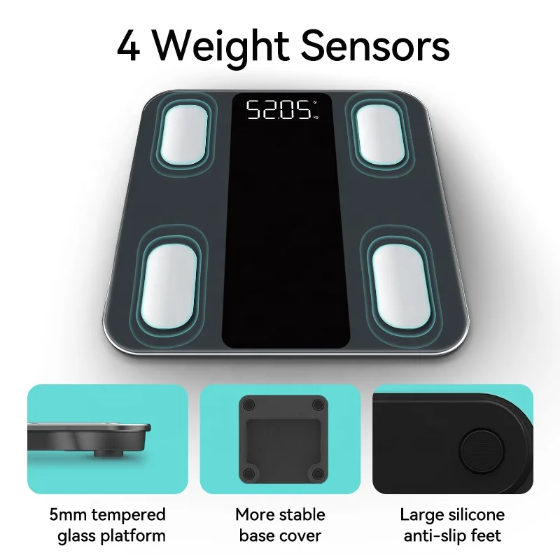 Smart Home App-Controlled Body Fat Scale 180kg Capacity BMI Health Fitness Monitor with LCD Display OEM Customizable