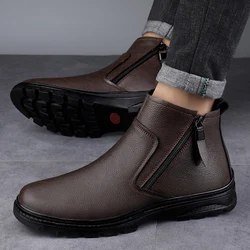 Winter Boots Luxury Brand Chelsea Boots Plus Velvet Boots High Quality Men Business Leather Casual Shoes Ankle Boots Snow Boots