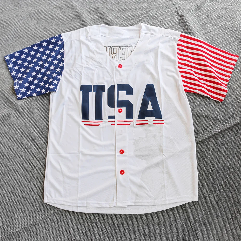 Trillest AMERICA NO.1 USA Stitched White Baseball Jersey