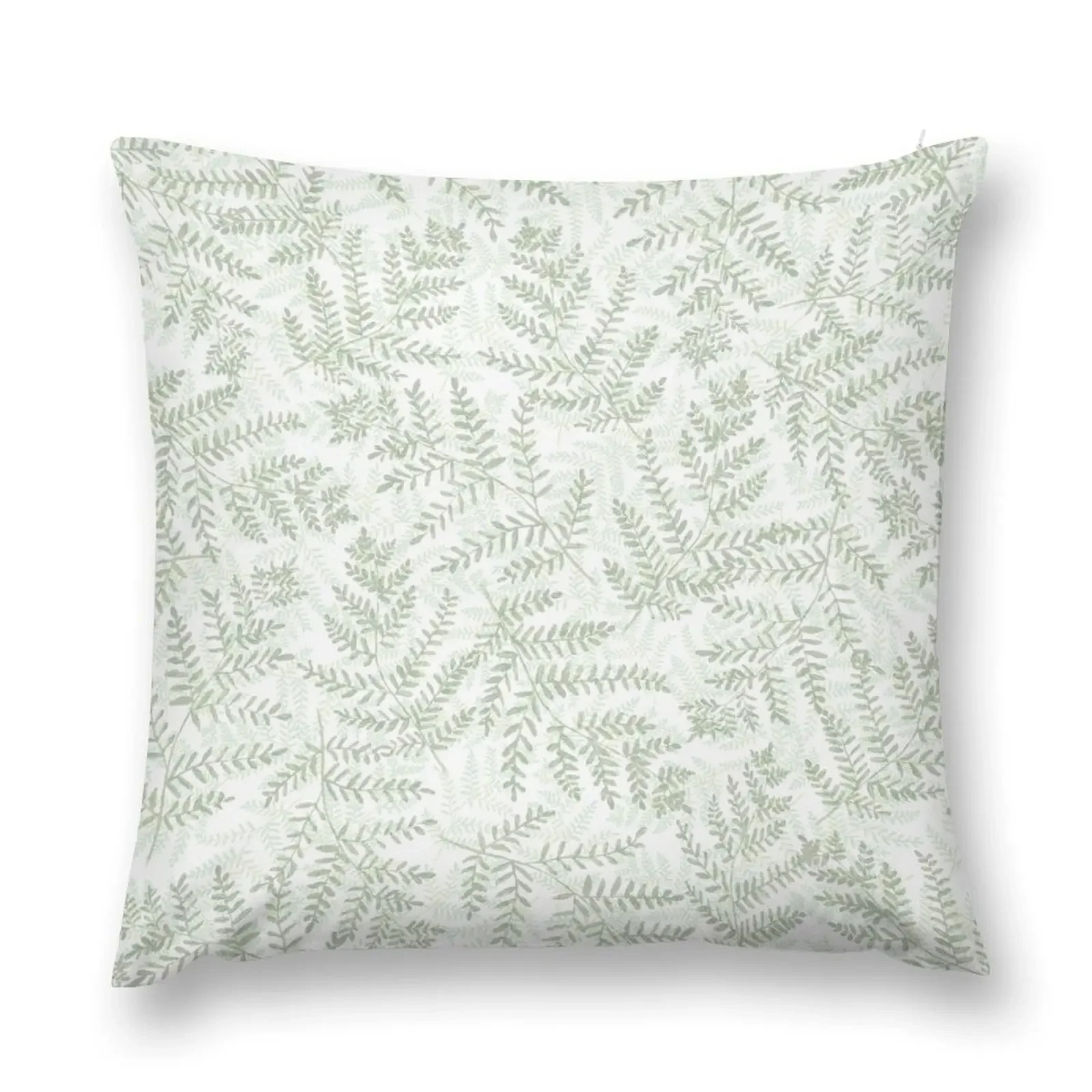 Fern Grotto Handpainted Fern Pattern in Layers of Olive and Pistachio Green Throw Pillow Anime pillow cover luxury pillow