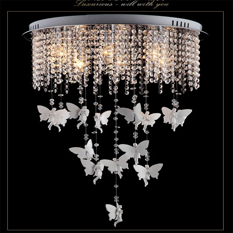 

Luxury Angel Modern Crystal Ceilling Light High Quality Lamps For Living Room Hotel Corridor Aisle Hall LED Bulbs Included