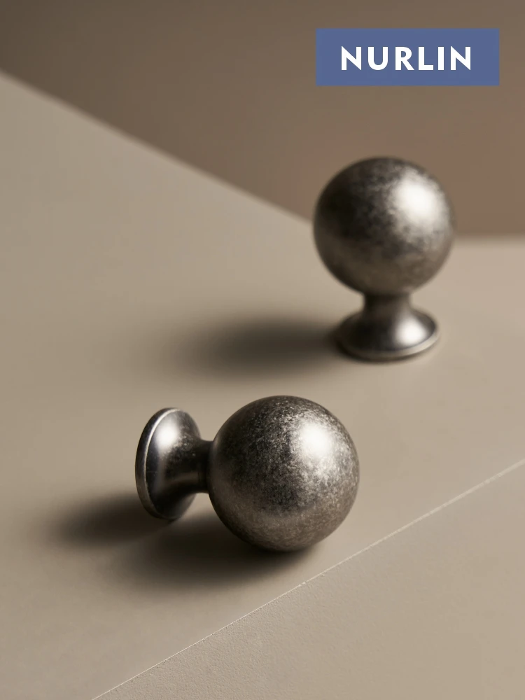 silver dresser knobs Cosmas 5560as Antique Silver Cabinet Hardware Round Knob - 1-1/4" Diameter