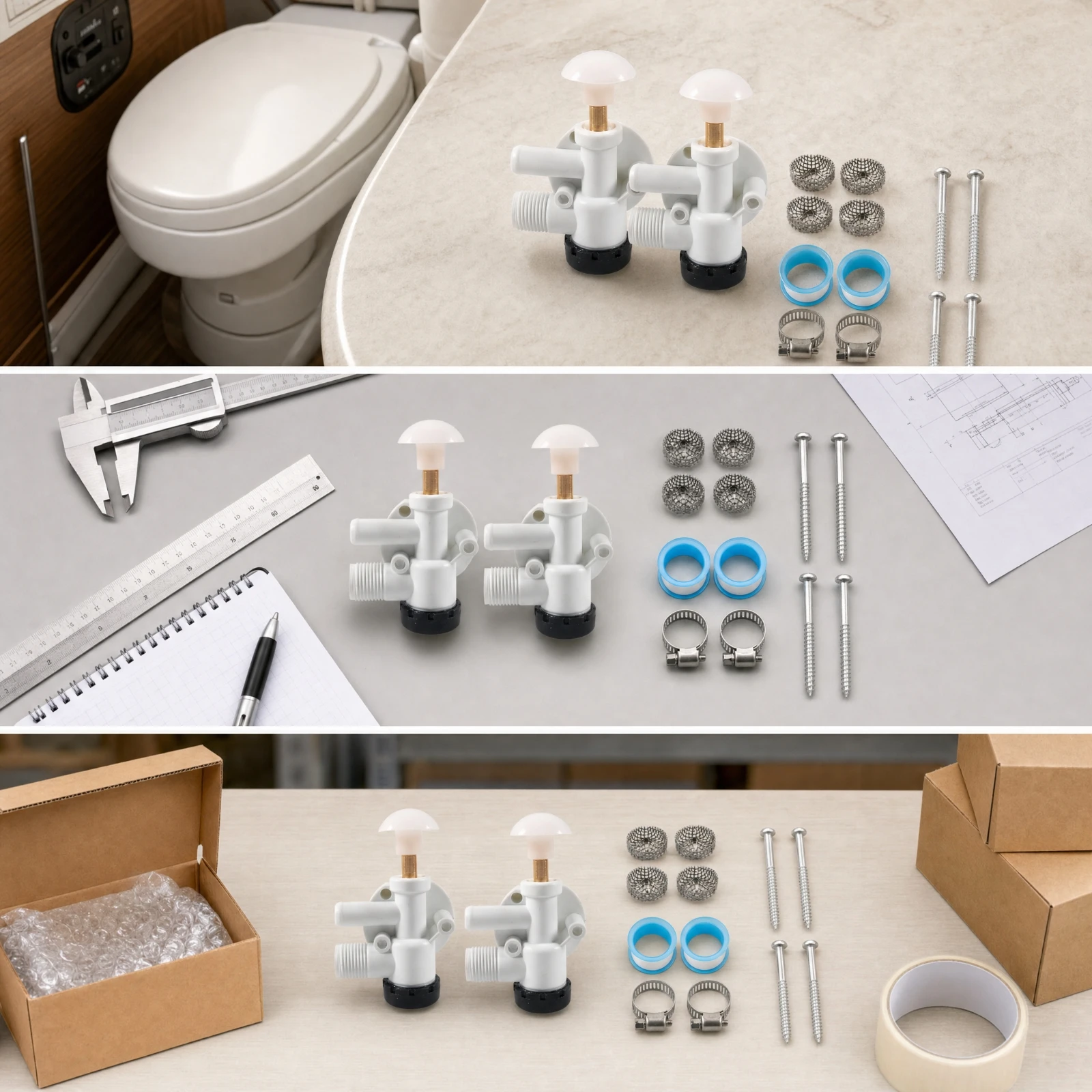 RV Toilet Valve with Screws Long-Lasting RV Toilet Valve Kit Long-Lasting High-Quality for Diyers, Motorhome Plumbing