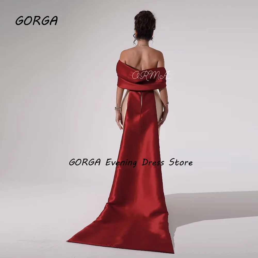 GORGA Red Strapless Satin Mermaid Princess dress 2024 Slim Backless Ocassion Gown Floor-Length Formal Evening Dress