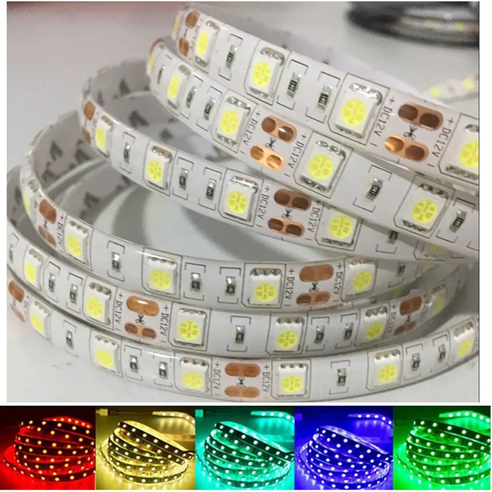 

2835 5050 led strip tape light 12V 60leds/M waterproof IP65 IP21 Warm White/RGB/RED /BLUE /GREEN Flexible rope stripe