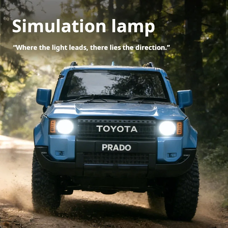 

Масштабная модель внедорожника Toyota Prado 1:24 из литого сплава, со звуком и светом, съемными деталями, для детей, коллекционный сувенир, 1 шт.