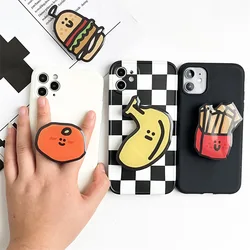 3D Cute Line Cartoon Comic Grip Tok Mobile Phone Bracket Griptok Chips Banana Tomatoes Kawaii Holder Universal Burger Ring
