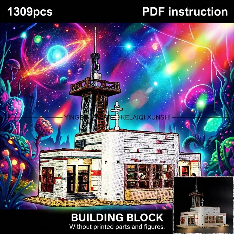 Stranger Sci-Fi Desert Radio Station Outpost MOC with Antenna Tower Architecture Block Model for 247784 moc