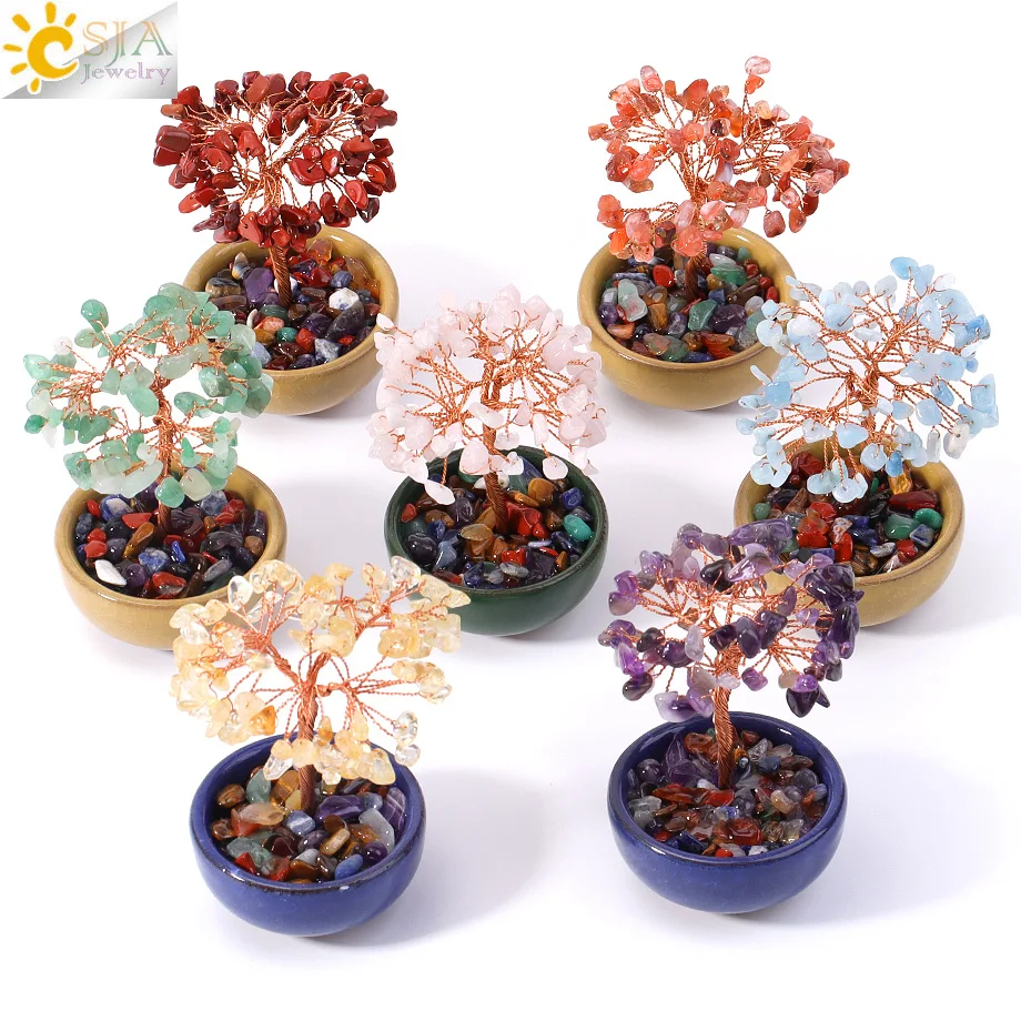 

1 шт., натуральное хрустальное дерево ручной работы с чашкой, Рейки, фэн-шуй, богатство, денежное дерево, медная проволока, обернутое украшение для домашнего декора H752 ﻿