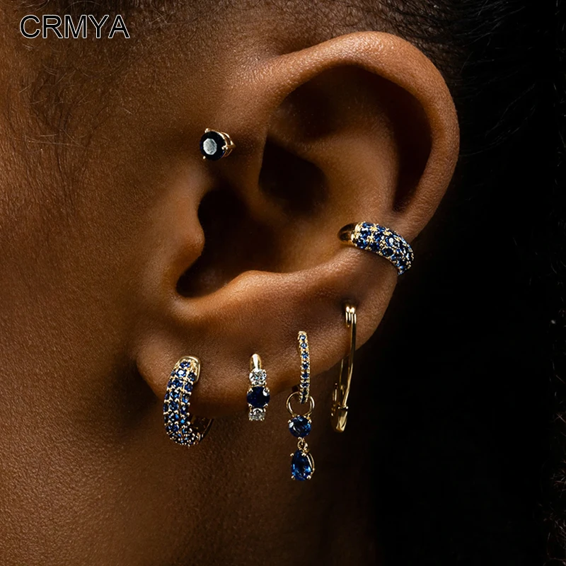 

CRMYA Cute Hoop Earrings For Women Gold Copper Plated Color CZ Zircon Women's Piercing Circle Earrings 2023 Jewelry Wholesale