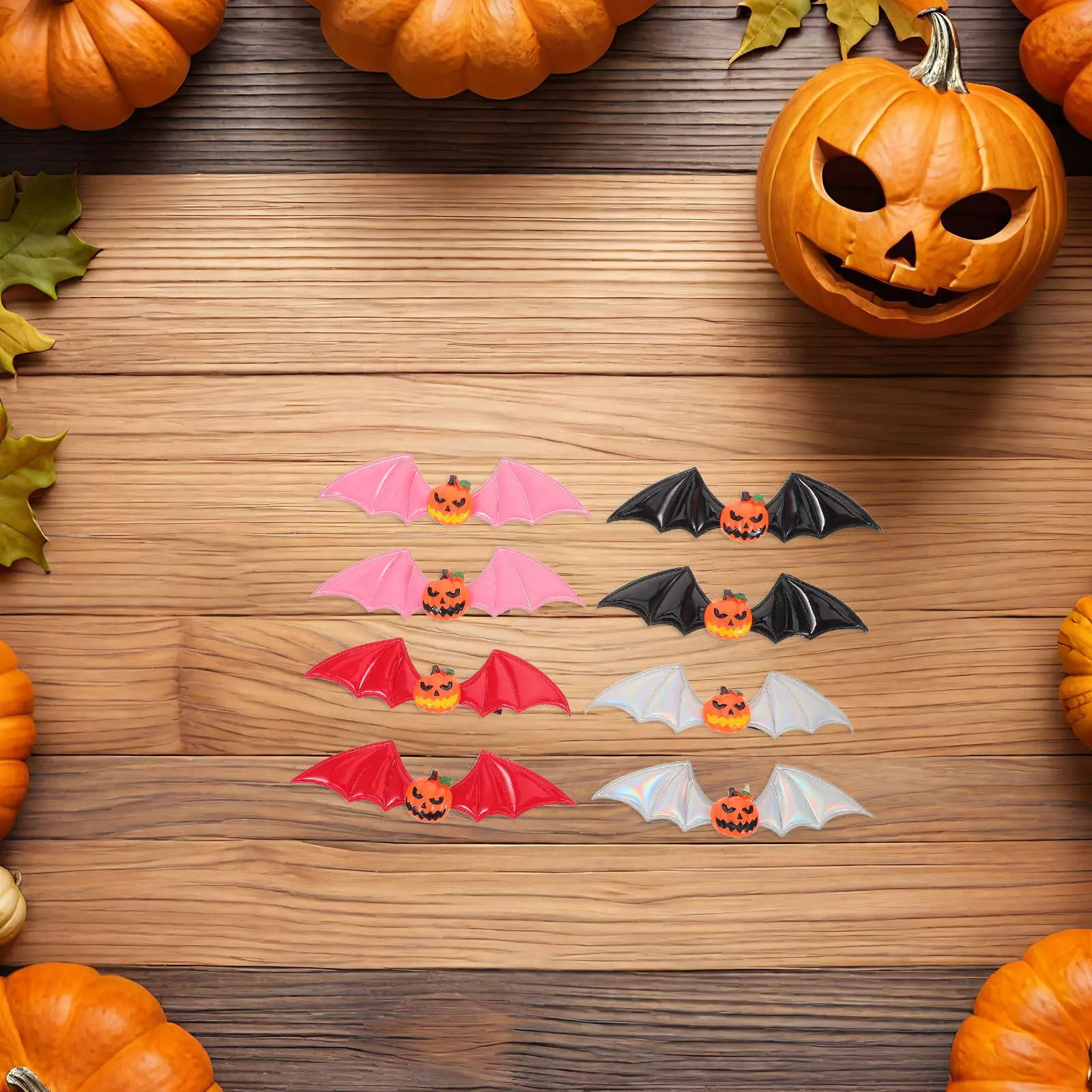 8Pcs Halloween Hair Clips Pumpkin Bat Wings Hairpin Side Clip Lightweight Gothic Halloween Party Cosplay Accessories