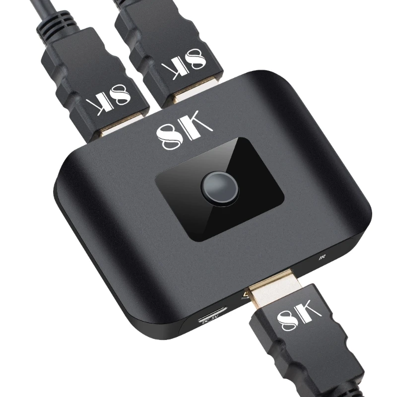 8K 2 Ports 2x1 Switcher Splitter With Romote Control Supports 8K 3D