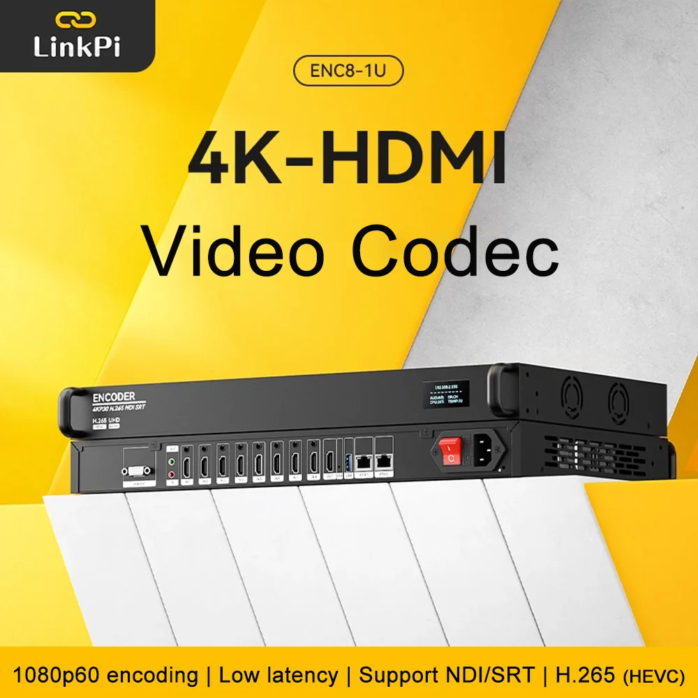 

Link Pi ENC8-1U 8-channel HDMI HD 3531D Encoder Live Broadcast HEVC h265 IPTV ARM Cortex A53 4K60fps Output Supports ONVIF,NDI