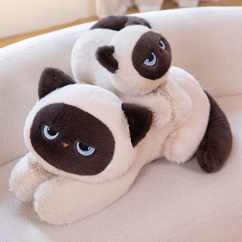 New 60/90cm High Quality Puppets Cats Doll  Lie Prone Posture Soft Toys Adorable Cartoon Baby Soothing Birthday Hallowmas Gifts